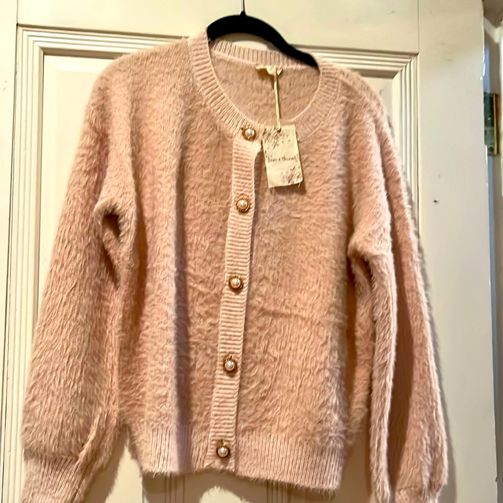 NWT Hem & Thread pink sweater cardigan